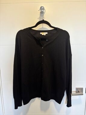 Boden Black Oversized Cashmere Button Front Cardigan Sweater Size 12